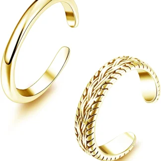 Open Band Toe Ring with Carve Design