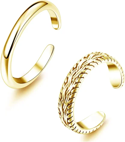 Open Band Toe Ring with Carve Design