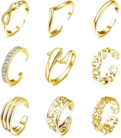 Sparkling Toe Rings with Adjustable Fit