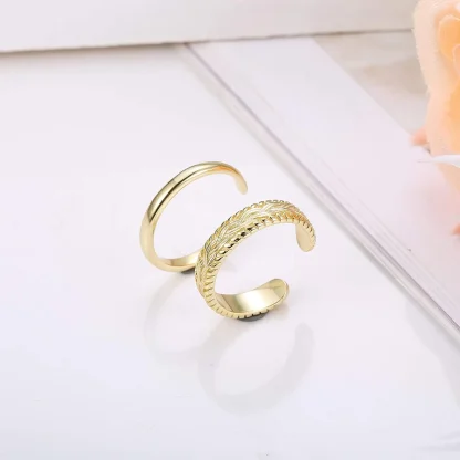 Open Band Toe Ring with Carve Design - Image 3