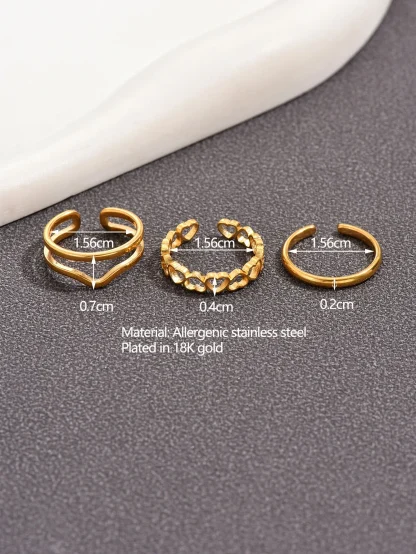 3 Pieces Elegant Stackable Toe Rings - Image 3