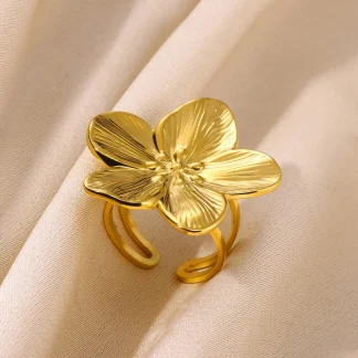 Bold Floral Toe Rings with Open Band