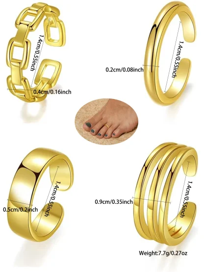 4 Pieces Open-Ended Adjustable Toe Ring - Image 4