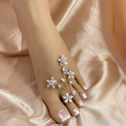 Double Toe Ring with Luxurious Floral Design - Image 2