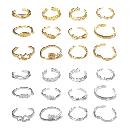 Chic 12 Pieces Toe Rings with Open Band - Image 6