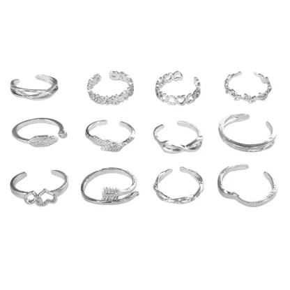Chic 12 Pieces Toe Rings with Open Band - Image 5
