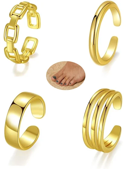 4 Pieces Open-Ended Adjustable Toe Ring - Image 2