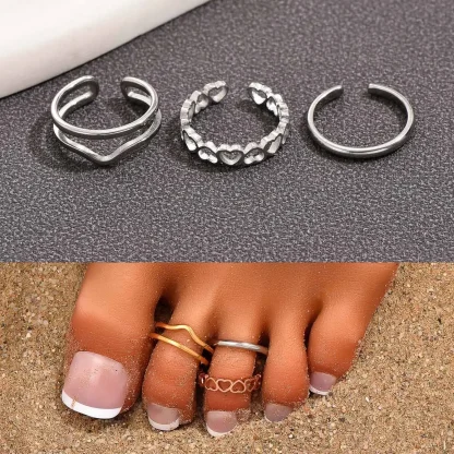 3 Pieces Elegant Stackable Toe Rings - Image 6
