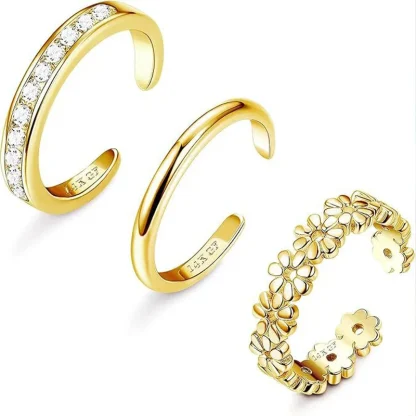Open Band Toe Ring with Floral Design - Image 4
