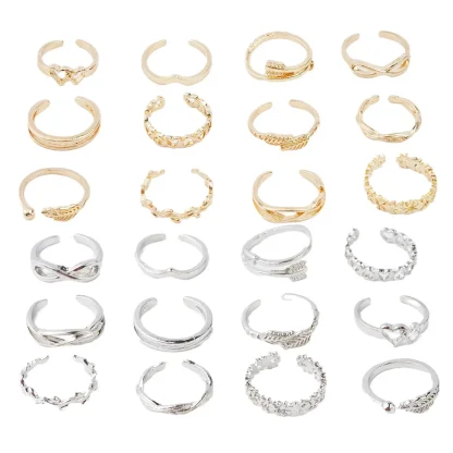 12-Piece Set Toe Ring with Open Band