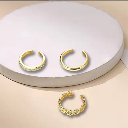 Open Band Toe Ring with Floral Design - Image 2