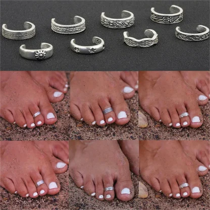 Simple Toe Ring with Engrave Design - Image 2